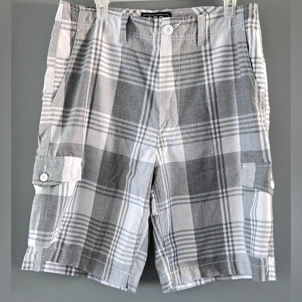 Size 34 Gray Plaid Cargo Shorts CSG Mens